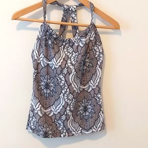 PRANA | Women's Quinn Chakara Built In Bra Tank Top Black White Size X Small